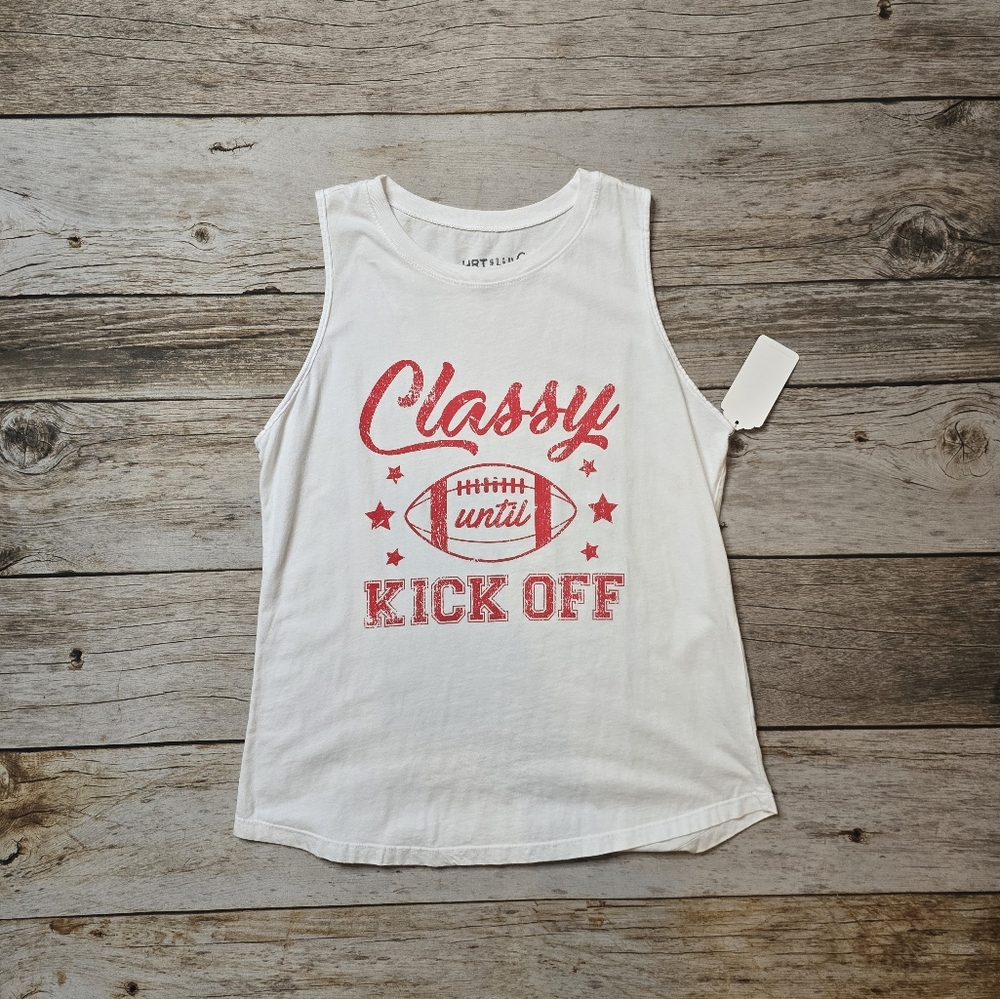 Classy White and Red Graphic Tank Top